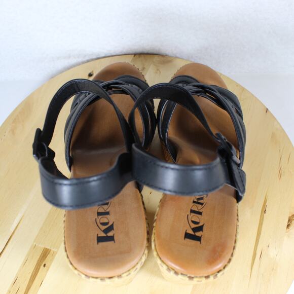 Korks Sandals Womens 11 Black Platform Heel Strappy Y2K Comfort Chunky - Picture 8 of 11